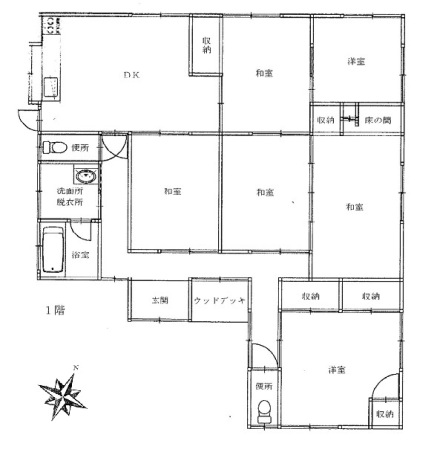 【日南市南郷町榎原に人気の平屋が改装し売り家として出ました。】 宮崎不動産情報 宮崎 建物 住宅 中古 新築 マンション tate55こゆプランニング 11761 平面図元 売り家不動産情報こゆプランニング