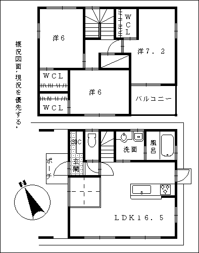 宮崎不動産 賃貸情報貸家アパートマンションkasiya22 宮崎市吉村町引土 賃貸 貸家 3LDK 1970 平面図 こゆプランニング賃貸情報